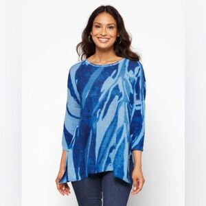 NWT NIC + ZOE Womens’ Petite Sea Dreams Vintage Distressed Blue Sweater (Medium)